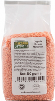 Makarna Lütfen Organik Kırmızı Mercimek 500 gr