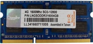 Longline LNGSODDR316004GB 4 GB 1600 MHz DDR3 Ram