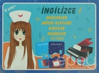 İngilizce Meslekler Müzik Aletleri Giysiler Nesneler 48 Parça Puzzle