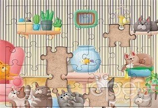 Akvaryum ve Kediler Ahşap Puzzle 35 Parça (XXXV-01)