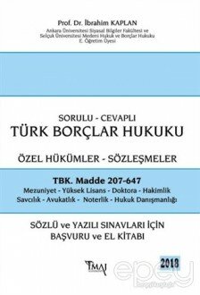 2018 Sorulu - Cevaplı Borçlar Hukuku Özel Hükümler Sözleşmeler