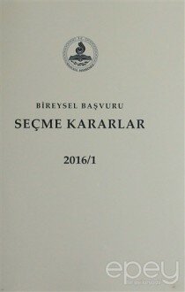 Bireysel Başvuru Seçme Kararlar 2016 (2 Cilt)