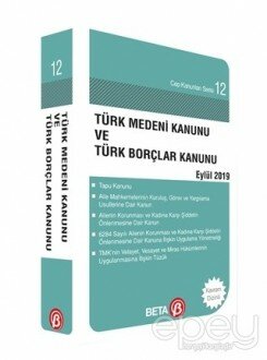 Türk Medeni Kanunu ve Türk Borçlar Kanunu Eylül 2019