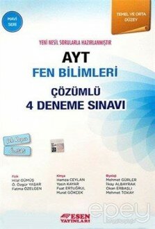 AYT Fen Bilimleri Çözümlü 4 Deneme Sınavı - Mavi Seri