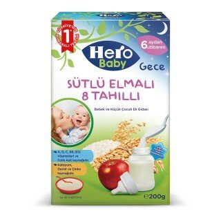 Hero Baby Gece Sütlü Elmalı 8 Tahıllı 200 gr Kaşık Mama (200 gr)