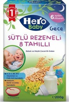 Hero Baby Gece Sütlü Rezeneli 8 Tahıllı 200 gr Kaşık Mama (200 gr)