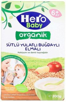 Hero Baby Organik Sütlü Yulaflı Buğdaylı Elmalı 200 gr Kaşık Mama