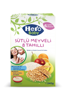 Hero Baby Sütlü Meyveli 8 Tahıllı 240 gr Kaşık Mama (240 gr)