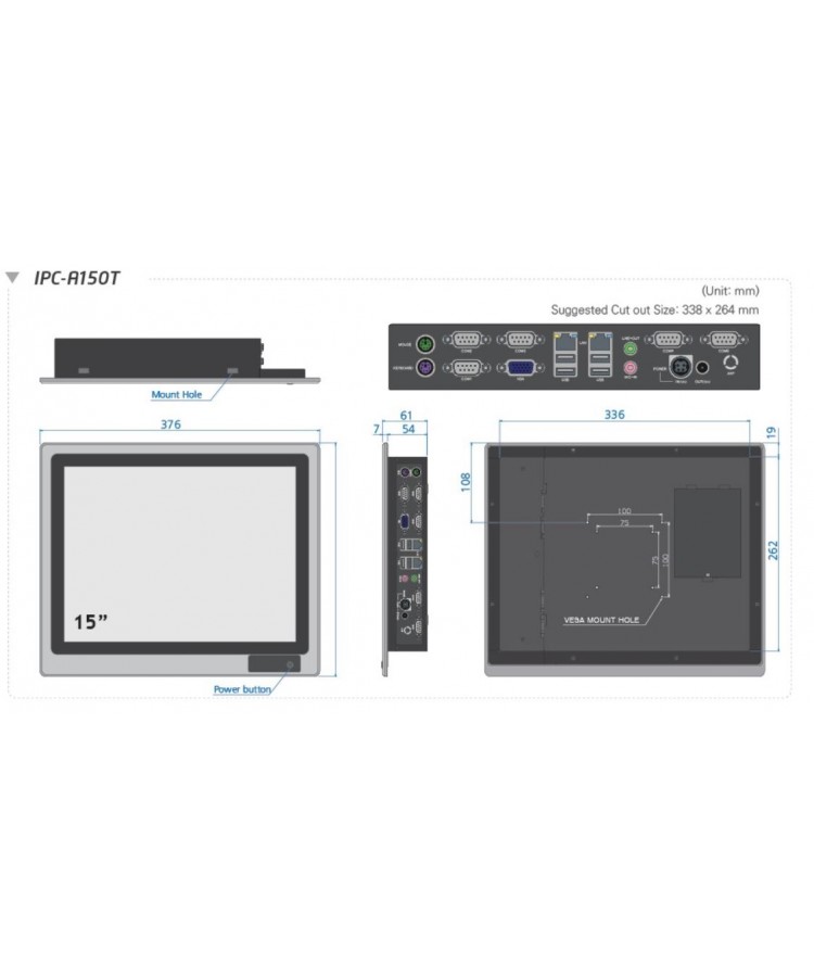 Hanasis IPC-A150T 15" IP65 Endüstriyel Panel PC