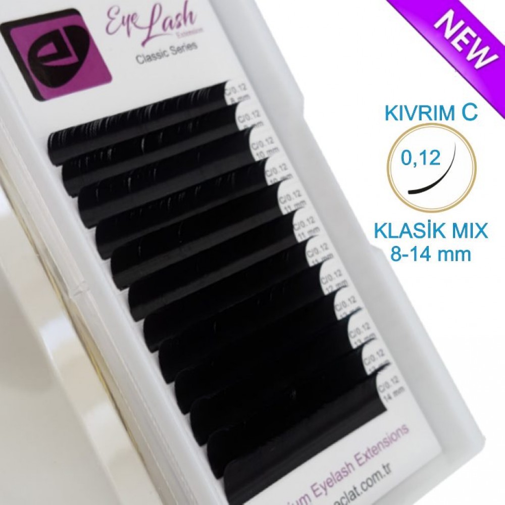 KLASİK SERİSİ İpek Kirpik  C MİX (8-14 mm) / KALINLIK 0.12 mm