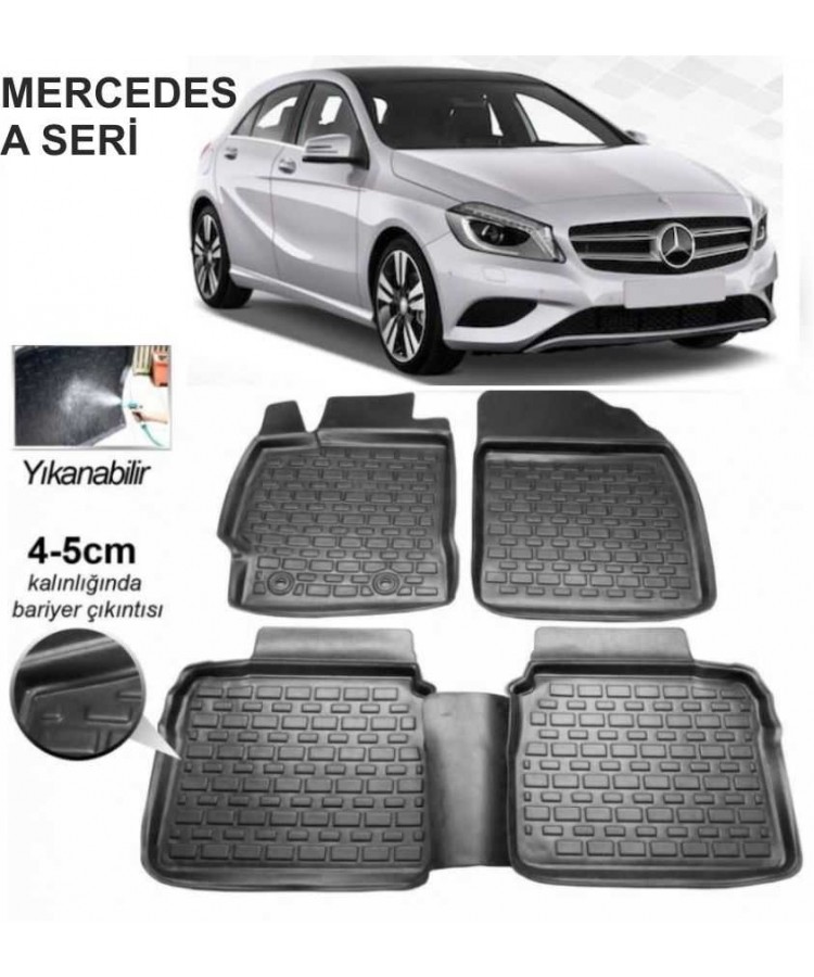 3D KAUÇUK PASPAS MERCEDES A SERİSİ UYUMLU SİYAH 101444