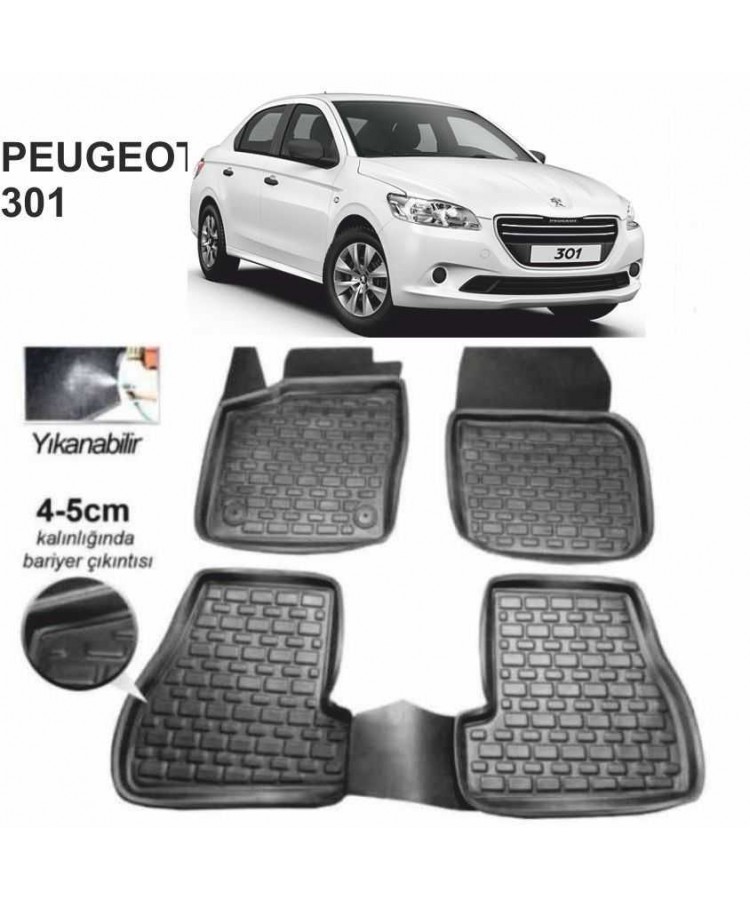 3D KAUÇUK PASPAS PEUGEOT 301 SİYAH 101439-1