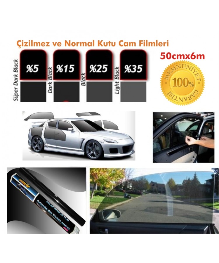 Cam Filmi Kutu Bir Arabalık 50CMX6M Çizilmez Light Black CARUB Kod:1204301