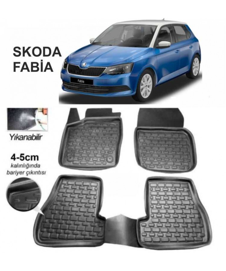 3D KAUÇUK PASPAS SKODA FABIA UYUMLU SİYAH PS138