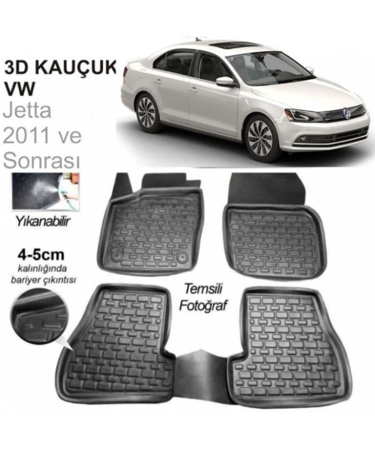 3D KAUÇUK PASPAS JETTA 2011 VE SONRASI UYUMLU SİYAH 101415