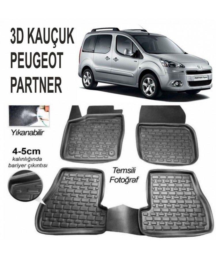 3D KAUÇUK PASPAS PEUGEOT PARTNER TEPE SİYAH 101432