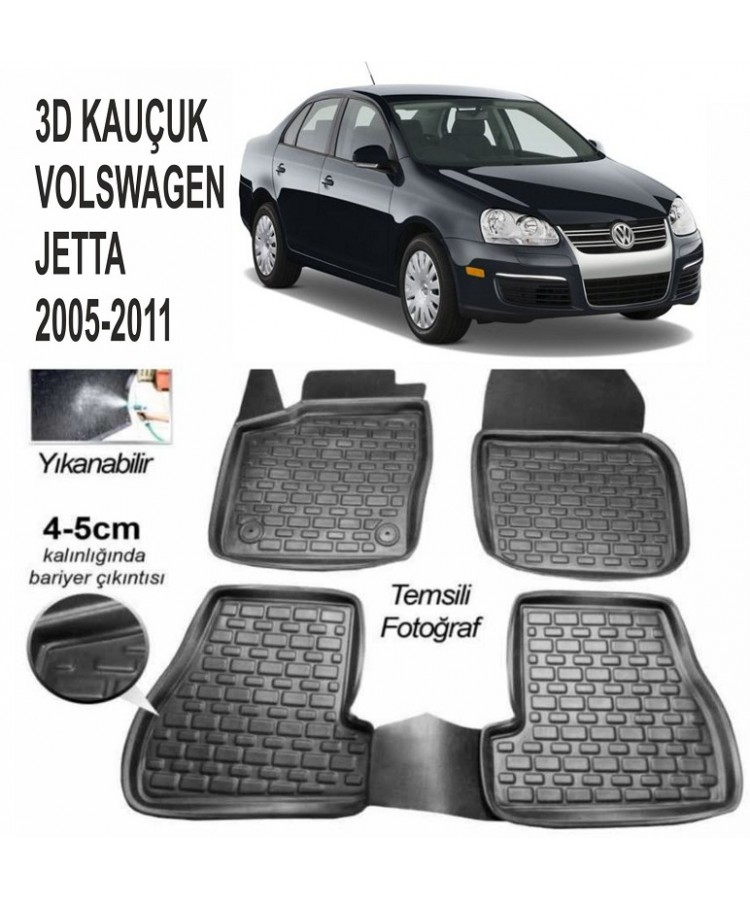 3D KAUÇUK PASPAS JETTA 2005 - 2011 UYUMLU SİYAH