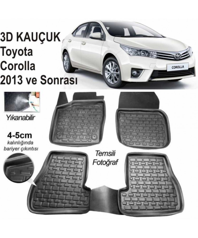 3D KAUÇUK PASPAS TOYOTA COROLLA  2007-2013 UYUMLU SİYAH 1014262