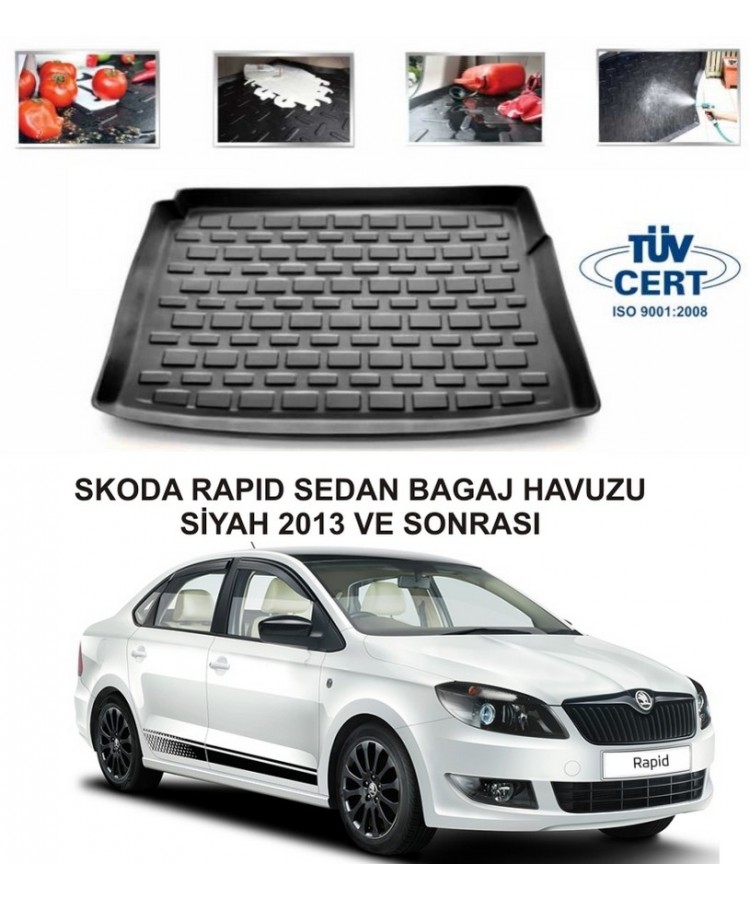 SKODA RAPID SEDAN BAGAJ HAVUZU SİYAH 2013 VE SONRASI