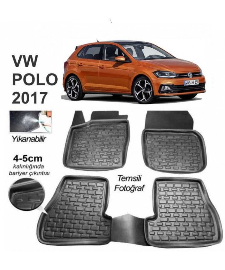 3D KAUÇUK PASPAS VW POLO 2017 VE SONRASI UYUMLU SİYAH 101431-1